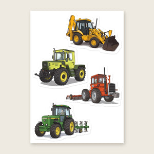Furrow & Fields Sticker Sheet A5 (5.83″×8.27″) Tractor Mix Illustrated No. 24 | Kiss-Cut Sticker Sheet Quality Farmers Merch