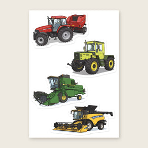 Furrow & Fields Sticker Sheet A5 (5.83″×8.27″) Tractor Mix Illustrated No. 29 | Kiss-Cut Sticker Sheet Quality Farmers Merch