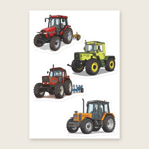Furrow & Fields Sticker Sheet A5 (5.83″×8.27″) Tractor Mix Illustrated No. 3 | Kiss-Cut Sticker Sheet Quality Farmers Merch