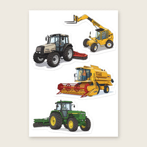 Furrow & Fields Sticker Sheet A5 (5.83″×8.27″) Tractor Mix Illustrated No. 31 | Kiss-Cut Sticker Sheet Quality Farmers Merch