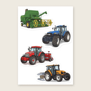 Furrow & Fields Sticker Sheet A5 (5.83″×8.27″) Tractor Mix Illustrated No. 32 | Kiss-Cut Sticker Sheet Quality Farmers Merch