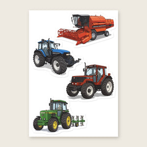 Furrow & Fields Sticker Sheet A5 (5.83″×8.27″) Tractor Mix Illustrated No. 34 | Kiss-Cut Sticker Sheet Quality Farmers Merch