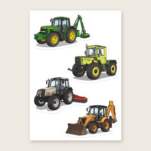 Furrow & Fields Sticker Sheet A5 (5.83″×8.27″) Tractor Mix Illustrated No. 37 | Kiss-Cut Sticker Sheet Quality Farmers Merch