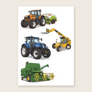 Furrow & Fields Sticker Sheet A5 (5.83″×8.27″) Tractor Mix Illustrated No. 45 | Kiss-Cut Sticker Sheet Quality Farmers Merch