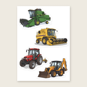 Furrow & Fields Sticker Sheet A5 (5.83″×8.27″) Tractor Mix Illustrated No. 46 | Kiss-Cut Sticker Sheet Quality Farmers Merch