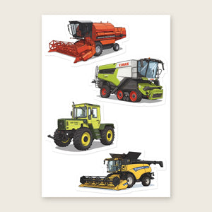 Furrow & Fields Sticker Sheet A5 (5.83″×8.27″) Tractor Mix Illustrated No. 48 | Kiss-Cut Sticker Sheet Quality Farmers Merch