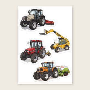 Furrow & Fields Sticker Sheet A5 (5.83″×8.27″) Tractor Mix Illustrated No. 5 | Kiss-Cut Sticker Sheet Quality Farmers Merch