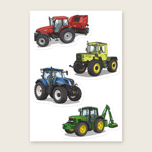 Furrow & Fields Sticker Sheet A5 (5.83″×8.27″) Tractor Mix Illustrated No. 51 | Kiss-Cut Sticker Sheet Quality Farmers Merch
