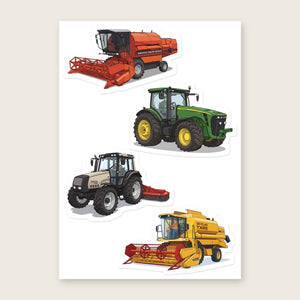Furrow & Fields Sticker Sheet A5 (5.83″×8.27″) Tractor Mix Illustrated No. 54 | Kiss-Cut Sticker Sheet Quality Farmers Merch