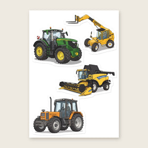 Furrow & Fields Sticker Sheet A5 (5.83″×8.27″) Tractor Mix Illustrated No. 55 | Kiss-Cut Sticker Sheet Quality Farmers Merch