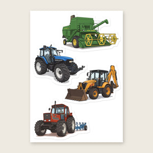 Furrow & Fields Sticker Sheet A5 (5.83″×8.27″) Tractor Mix Illustrated No. 59 | Kiss-Cut Sticker Sheet Quality Farmers Merch