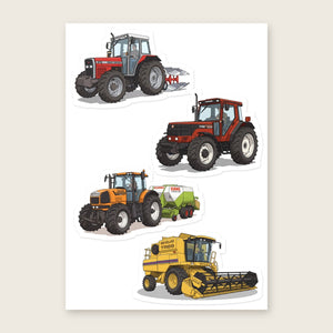 Furrow & Fields Sticker Sheet A5 (5.83″×8.27″) Tractor Mix Illustrated No. 60 | Kiss-Cut Sticker Sheet Quality Farmers Merch