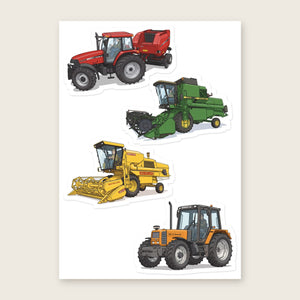 Furrow & Fields Sticker Sheet A5 (5.83″×8.27″) Tractor Mix Illustrated No. 61 | Kiss-Cut Sticker Sheet Quality Farmers Merch