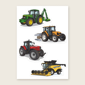 Furrow & Fields Sticker Sheet A5 (5.83″×8.27″) Tractor Mix Illustrated No. 63 | Kiss-Cut Sticker Sheet Quality Farmers Merch