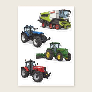 Furrow & Fields Sticker Sheet A5 (5.83″×8.27″) Tractor Mix Illustrated No. 64 | Kiss-Cut Sticker Sheet Quality Farmers Merch