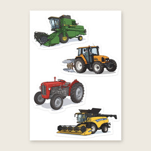 Furrow & Fields Sticker Sheet A5 (5.83″×8.27″) Tractor Mix Illustrated No. 72 | Kiss-Cut Sticker Sheet Quality Farmers Merch