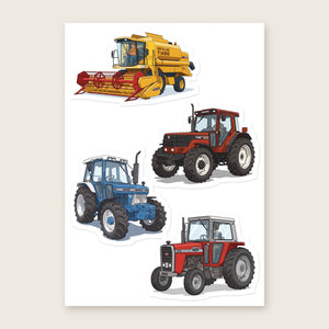 Furrow & Fields Sticker Sheet A5 (5.83″×8.27″) Tractor Mix Illustrated No. 78 | Kiss-Cut Sticker Sheet Quality Farmers Merch