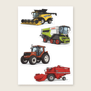 Furrow & Fields Sticker Sheet A5 (5.83″×8.27″) Tractor Mix Illustrated No. 82 | Kiss-Cut Sticker Sheet Quality Farmers Merch
