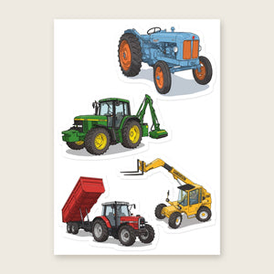 Furrow & Fields Sticker Sheet A5 (5.83″×8.27″) Tractor Mix Illustrated No. 83 | Kiss-Cut Sticker Sheet Quality Farmers Merch