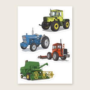 Furrow & Fields Sticker Sheet A5 (5.83″×8.27″) Tractor Mix Illustrated No. 87 | Kiss-Cut Sticker Sheet Quality Farmers Merch