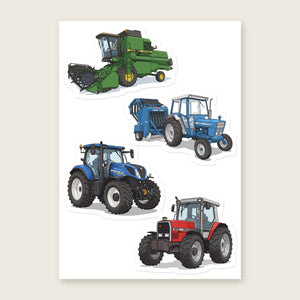 Furrow & Fields Sticker Sheet A5 (5.83″×8.27″) Tractor Mix Illustrated No. 88 | Kiss-Cut Sticker Sheet Quality Farmers Merch