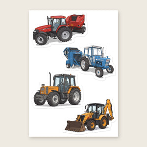 Furrow & Fields Sticker Sheet A5 (5.83″×8.27″) Tractor Mix Illustrated No. 9 | Kiss-Cut Sticker Sheet Quality Farmers Merch