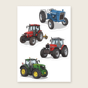 Furrow & Fields Sticker Sheet A5 (5.83″×8.27″) Tractor Mix Illustrated No. 90 | Kiss-Cut Sticker Sheet Quality Farmers Merch