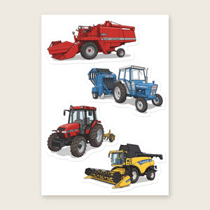 Furrow & Fields Sticker Sheet A5 (5.83″×8.27″) Tractor Mix Illustrated No. 94 | Kiss-Cut Sticker Sheet Quality Farmers Merch