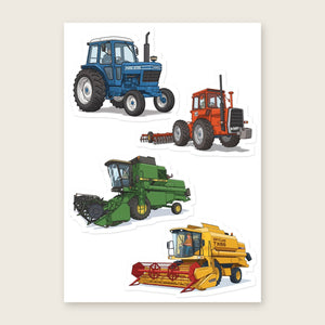 Furrow & Fields Sticker Sheet A5 (5.83″×8.27″) Tractor Mix Illustrated No. 95 | Kiss-Cut Sticker Sheet Quality Farmers Merch