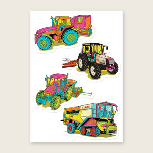 Furrow & Fields Sticker Sheet A5 (5.83″×8.27″) Tractor Mix Pop Art No. 2 | Kiss-Cut Sticker Sheet Quality Farmers Merch