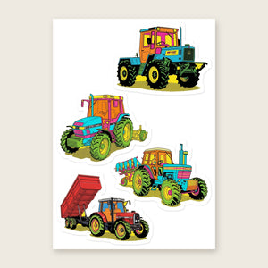Furrow & Fields Sticker Sheet A5 (5.83″×8.27″) Tractor Mix Pop Art No. 3 | Kiss-Cut Sticker Sheet Quality Farmers Merch