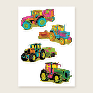 Furrow & Fields Sticker Sheet A5 (5.83″×8.27″) Tractor Mix Pop Art No. 4 | Kiss-Cut Sticker Sheet Quality Farmers Merch
