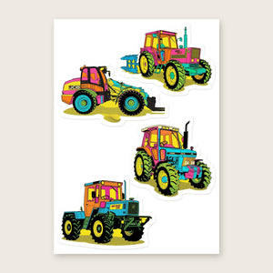 Furrow & Fields Sticker Sheet A5 (5.83″×8.27″) Tractor Mix Pop Art No. 5 | Kiss-Cut Sticker Sheet Quality Farmers Merch