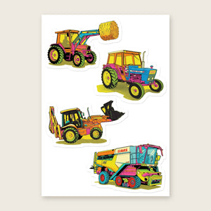 Furrow & Fields Sticker Sheet A5 (5.83″×8.27″) Tractor Mix Pop Art No. 6 | Kiss-Cut Sticker Sheet Quality Farmers Merch