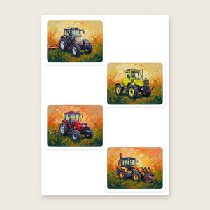 Furrow & Fields Sticker Sheet A5 (5.83″×8.27″) Tractor Mix Splash Art No. 2 | Kiss-Cut Sticker Sheet Quality Farmers Merch