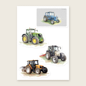 Furrow & Fields Sticker Sheet A5 (5.83″×8.27″) Tractor Mix Watercolour No. 10 | Kiss-Cut Sticker Sheet Quality Farmers Merch