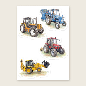 Furrow & Fields Sticker Sheet A5 (5.83″×8.27″) Tractor Mix Watercolour No. 11 | Kiss-Cut Sticker Sheet Quality Farmers Merch