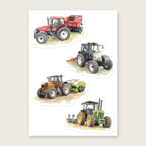 Furrow & Fields Sticker Sheet A5 (5.83″×8.27″) Tractor Mix Watercolour No. 3 | Kiss-Cut Sticker Sheet Quality Farmers Merch