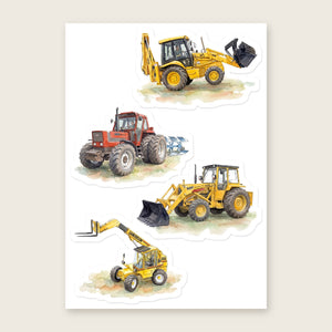 Furrow & Fields Sticker Sheet A5 (5.83″×8.27″) Tractor Mix Watercolour No. 4 | Kiss-Cut Sticker Sheet Quality Farmers Merch