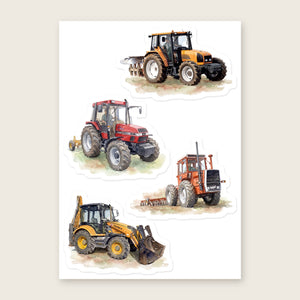 Furrow & Fields Sticker Sheet A5 (5.83″×8.27″) Tractor Mix Watercolour No. 7 | Kiss-Cut Sticker Sheet Quality Farmers Merch