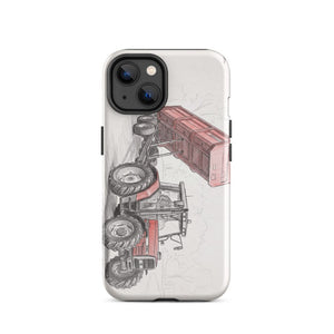 Furrow & Fields Tough Case for iPhone® iPhone 14 Massey Ferguson 6180 Pencil Sketch | Tough Case for iPhone® Quality Farmers Merch