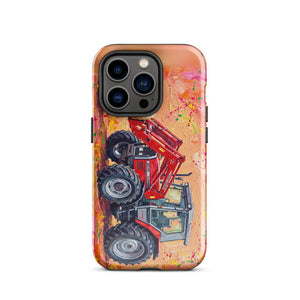 Furrow & Fields Tough Case for iPhone® iPhone 14 Pro Massey Ferguson 3070 Autotronic Splash Art | Tough Case for iPhone® Quality Farmers Merch
