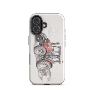 Furrow & Fields Tough Case for iPhone® iPhone 16 Massey Ferguson 6255 Pencil Sketch | Tough Case for iPhone® Quality Farmers Merch