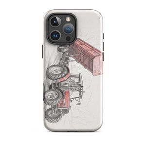 Furrow & Fields Tough Case for iPhone® iPhone 16 Pro Max Massey Ferguson 6180 Pencil Sketch | Tough Case for iPhone® Quality Farmers Merch