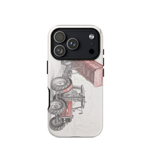 Furrow & Fields Tough Case for iPhone® iPhone 17 Pro Massey Ferguson 6180 Pencil Sketch | Tough Case for iPhone® Quality Farmers Merch