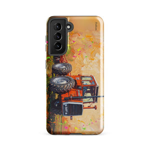 Furrow & Fields Tough case for Samsung® Glossy / Samsung Galaxy S21 FE Massey Ferguson 1200 Splash Art | Tough case for Samsung® Quality Farmers Merch