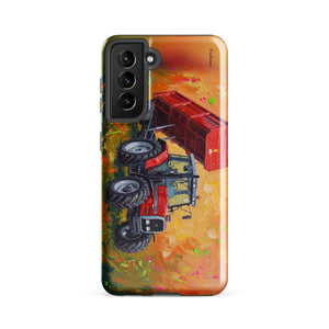 Furrow & Fields Tough case for Samsung® Glossy / Samsung Galaxy S21 FE Massey Ferguson 6180 Splash Art | Tough case for Samsung® Quality Farmers Merch