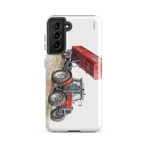 Furrow & Fields Tough case for Samsung® Glossy / Samsung Galaxy S21 FE Massey Ferguson 6180 Watercolor | Tough case for Samsung® Quality Farmers Merch