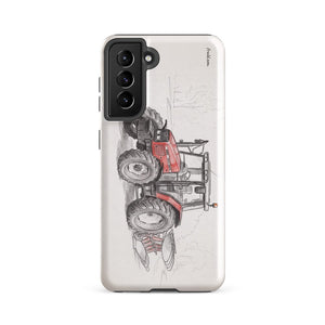 Furrow & Fields Tough case for Samsung® Glossy / Samsung Galaxy S21 FE Massey Ferguson 6255 Pencil Sketch | Tough case for Samsung® Quality Farmers Merch