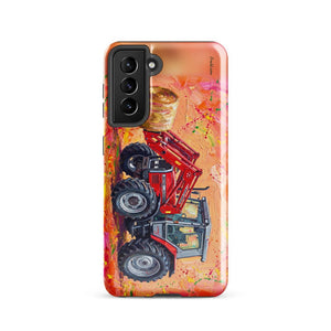 Furrow & Fields Tough case for Samsung® Glossy / Samsung Galaxy S21 Massey Ferguson 3070 Autotronic Splash Art | Tough case for Samsung® Quality Farmers Merch